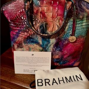 Brahmin Original Awestruck Vibrant Croc-Embossed Large Duxbury satchel NWT